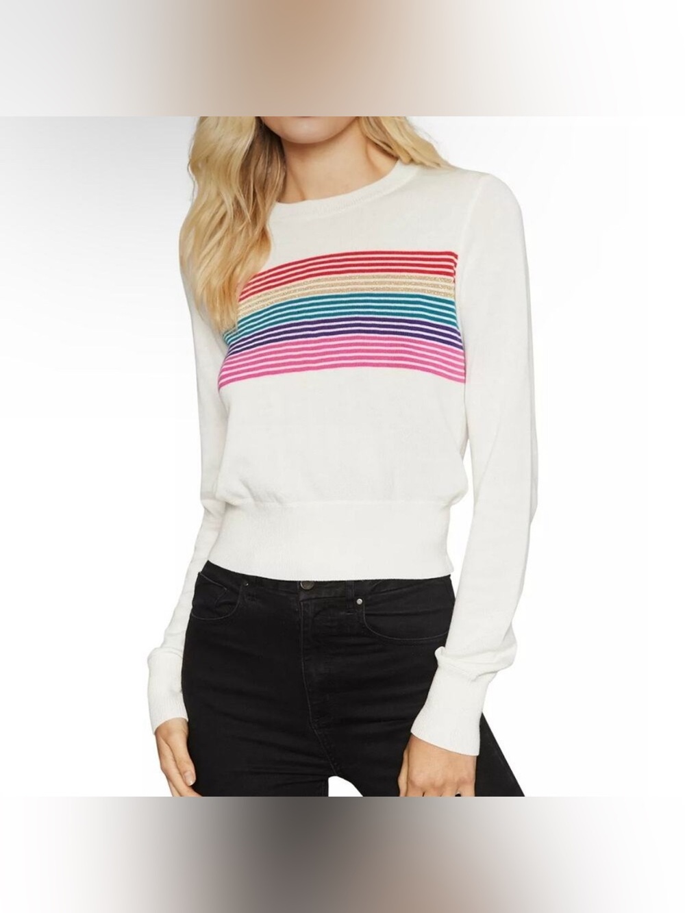 NWOT Spiritual Gangster Nikki Rainbow Crop Sweater - Picture 4 of 14